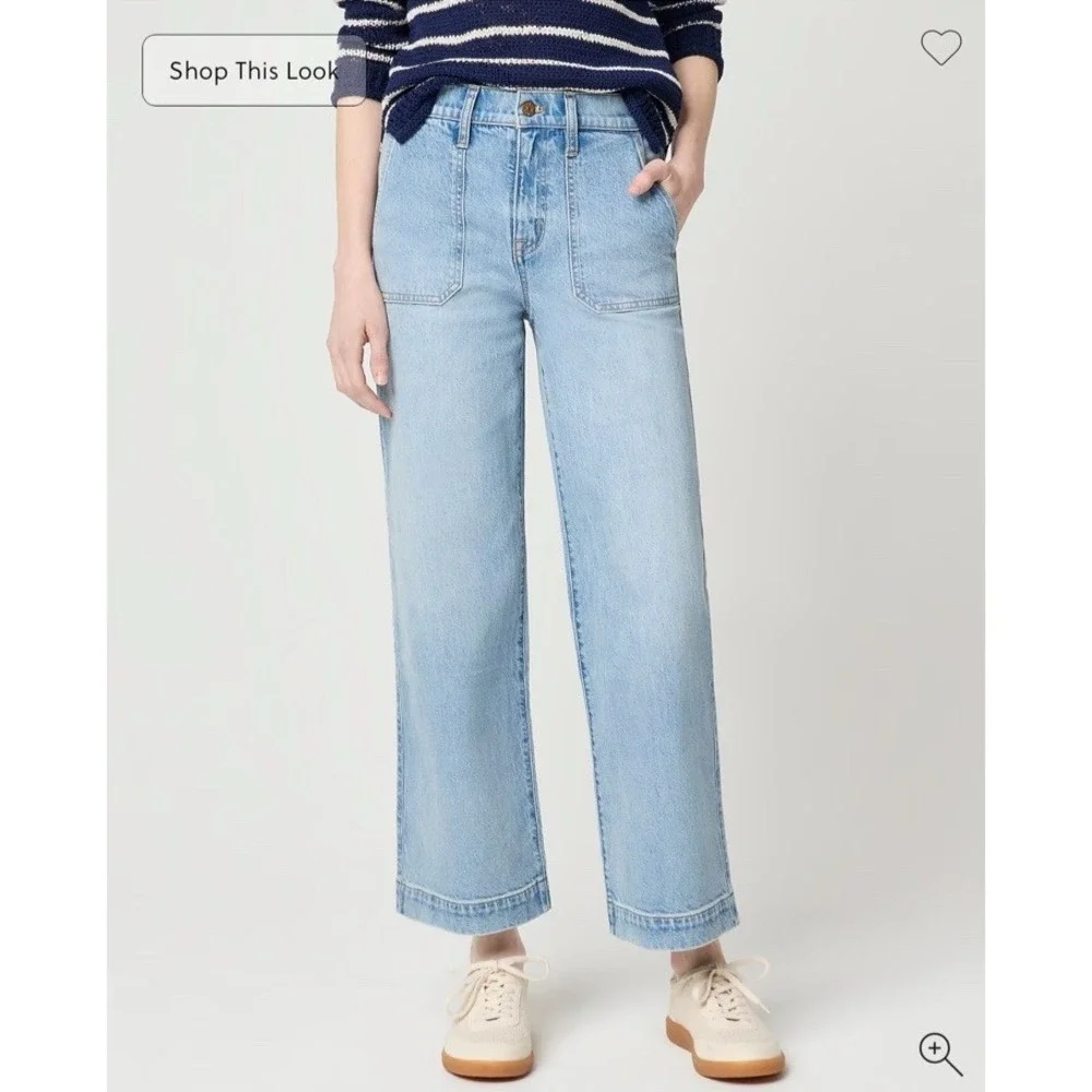 J.Crew Wide Leg Crop Light Wash Jeans Baggy Sailor Utility All Day Women's 26